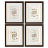 Four framed watercolor paintings of a suit of King playing cards. 