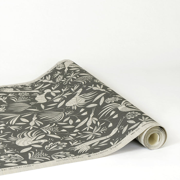 Garden Grasscloth Wallpaper in Graphite by Katherine Stratton Miller