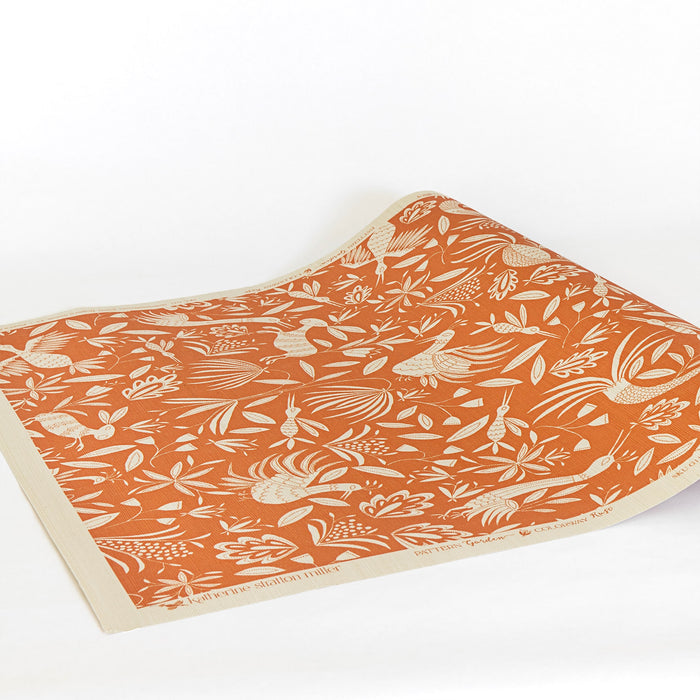 Detail of Garden Grasscloth Wallpaper in Rust