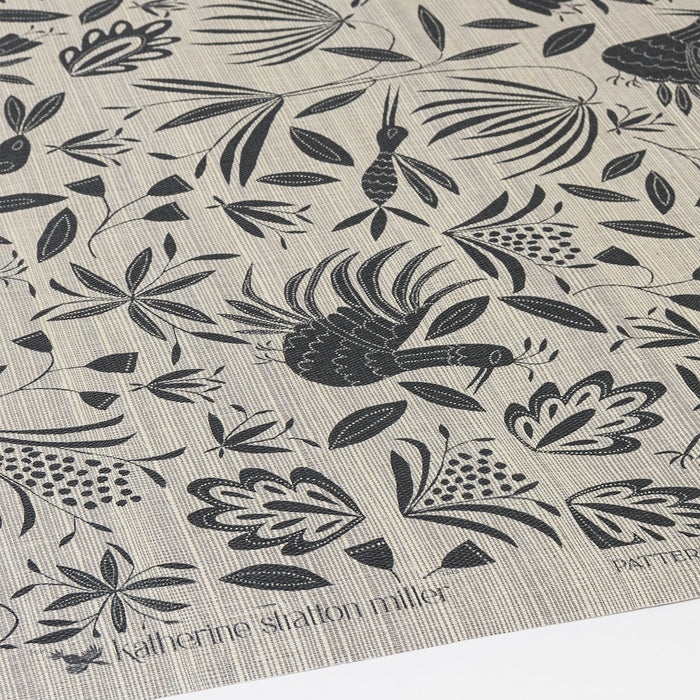 Detail of Garden Grasscloth Wallpaper in Stormy
