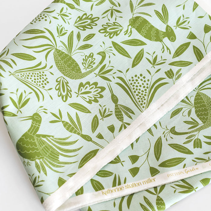 Detail of Garden Linen Fabric in Bluebell