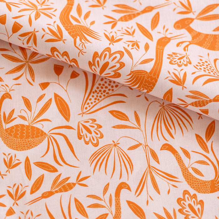 Garden Linen Fabric in Pink Sunshine by Katherine Stratton Miller