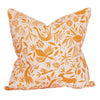 Garden Linen Fabric in Pink Sunshine shown on the reverse side of a decorative pillow