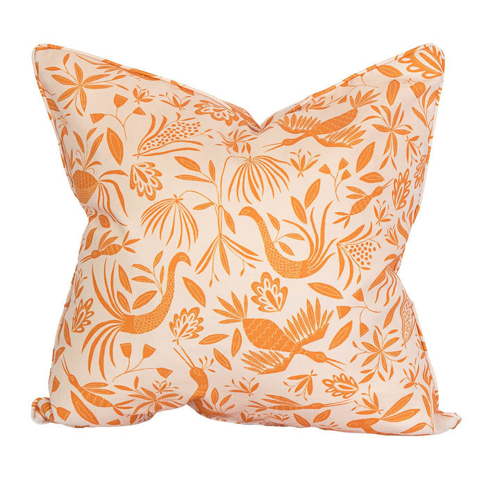 Garden Linen Fabric in Pink Sunshine shown on decorative pillow