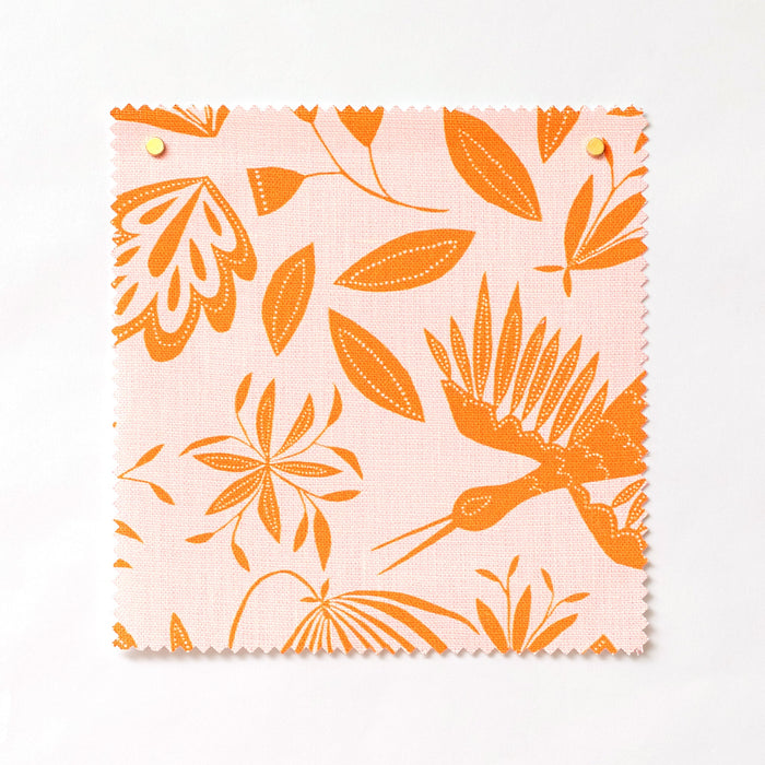 Garden Linen Fabric in Pink Sunshine Sample