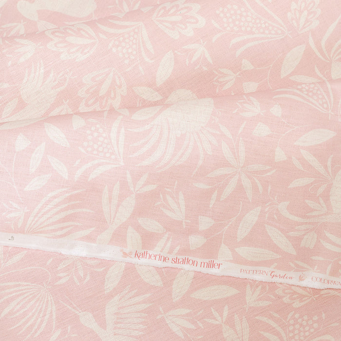 Detail of Garden Linen Fabric in Powder Pink