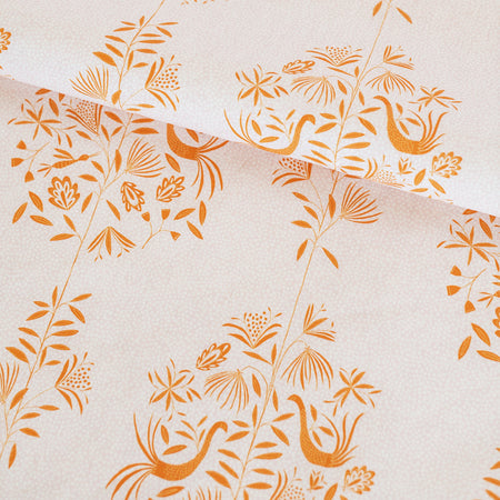Garden Vine Linen Fabric in Pink Sunshine by Katherine Stratton Miller