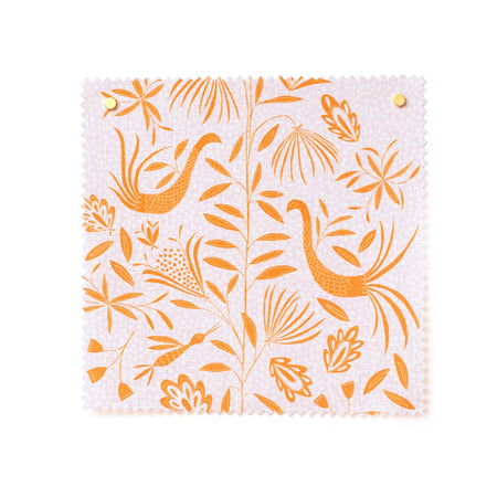 Garden Vine Linen Fabric in Pink Sunshine sample
