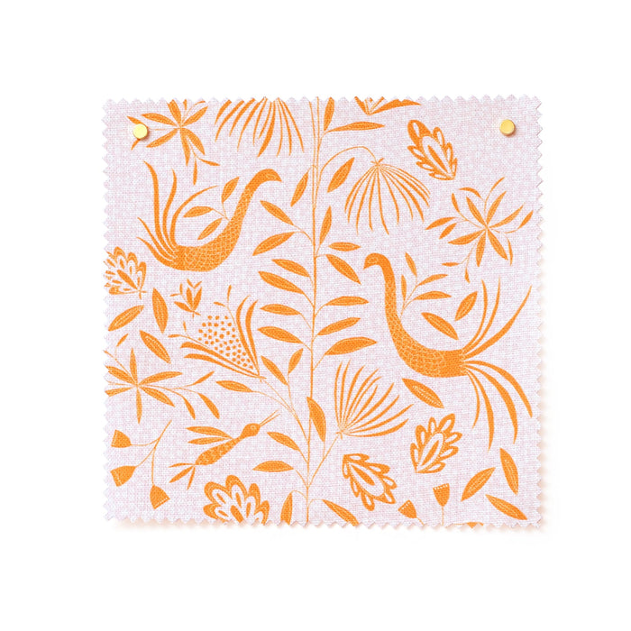 Garden Vine Linen Fabric in Pink Sunshine sample