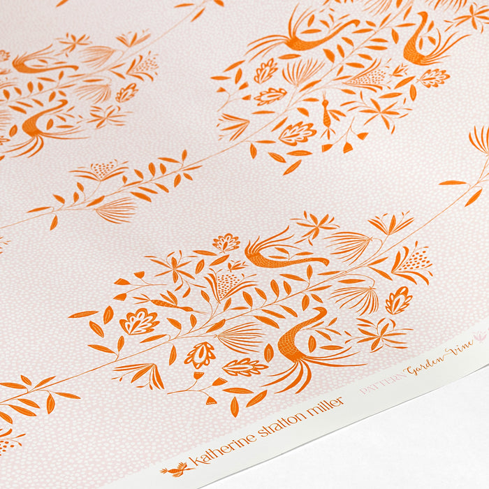 Detail of Garden Vine Wallpaper in Pink Sunshine