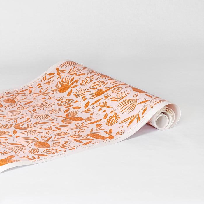 Garden Wallpaper in Pink Sunshine by Katherine Stratton Miller