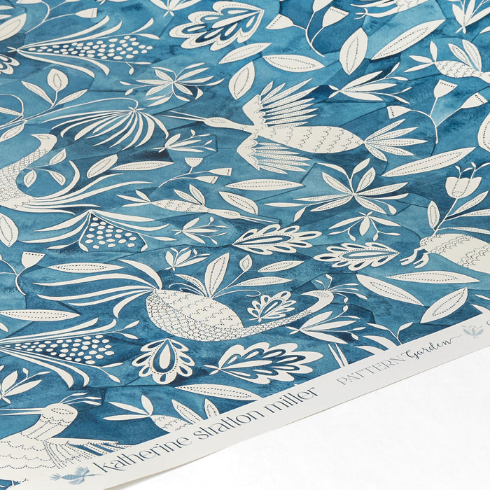 Detail of Garden Wallpaper in Prussian Blue
