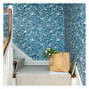 Garden Wallpaper in Prussian Blue in a staircase