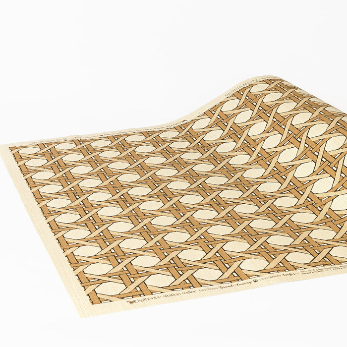Detail of Grand Caning Grasscloth Wallpaper in Loafer