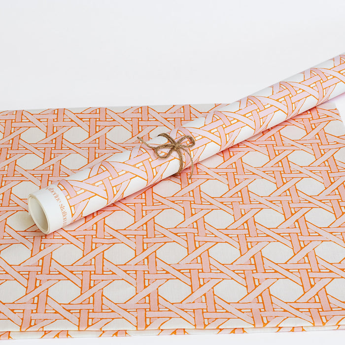 Grand Caning Wallpaper in Pink Sunshine and coordinating fabric