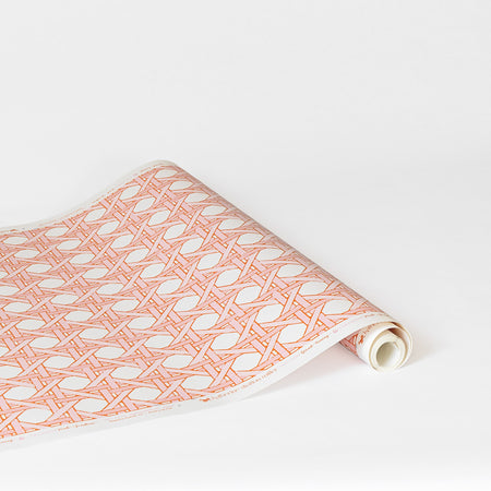 Grand Caning Wallpaper in Pink Sunshine by Katherine Stratton Miller