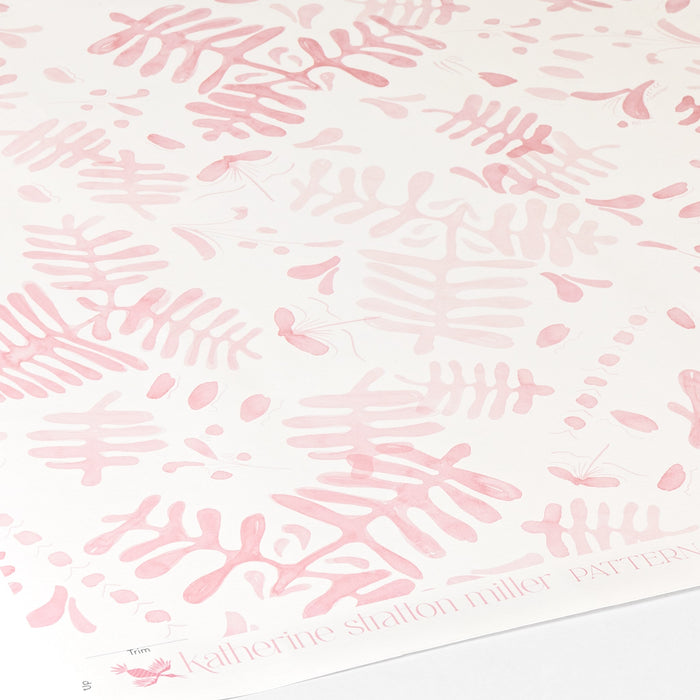 Detail of Italian Leaf Wallpaper in Powder Pink