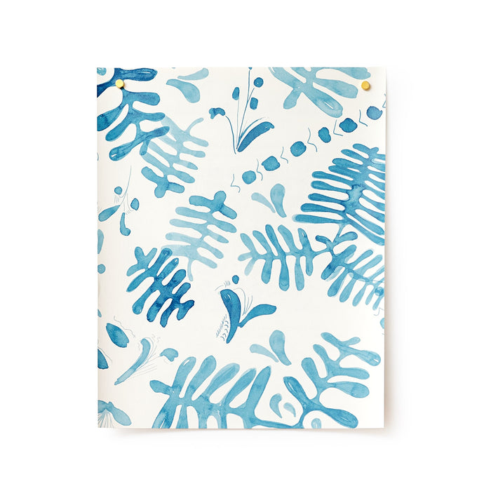 Italian Leaf Wallpaper in Prussian Blue sample