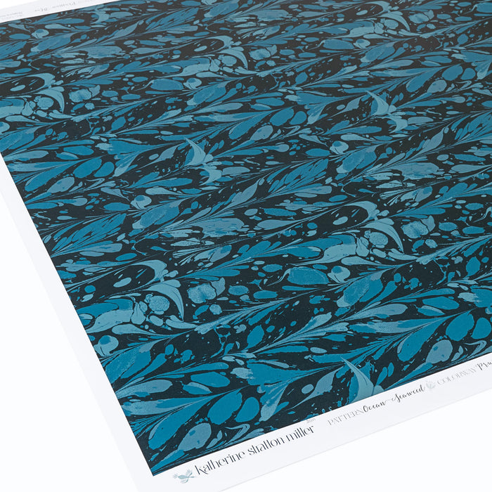 Detail of Ocean Seaweed Wallpaper Prussian Blue