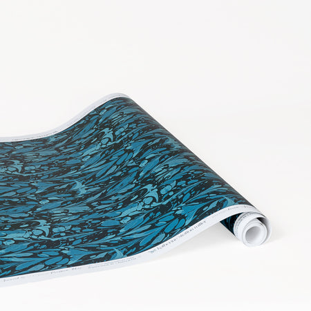 Ocean Seaweed Wallpaper in Prussian Blue by Katherine Stratton Miller